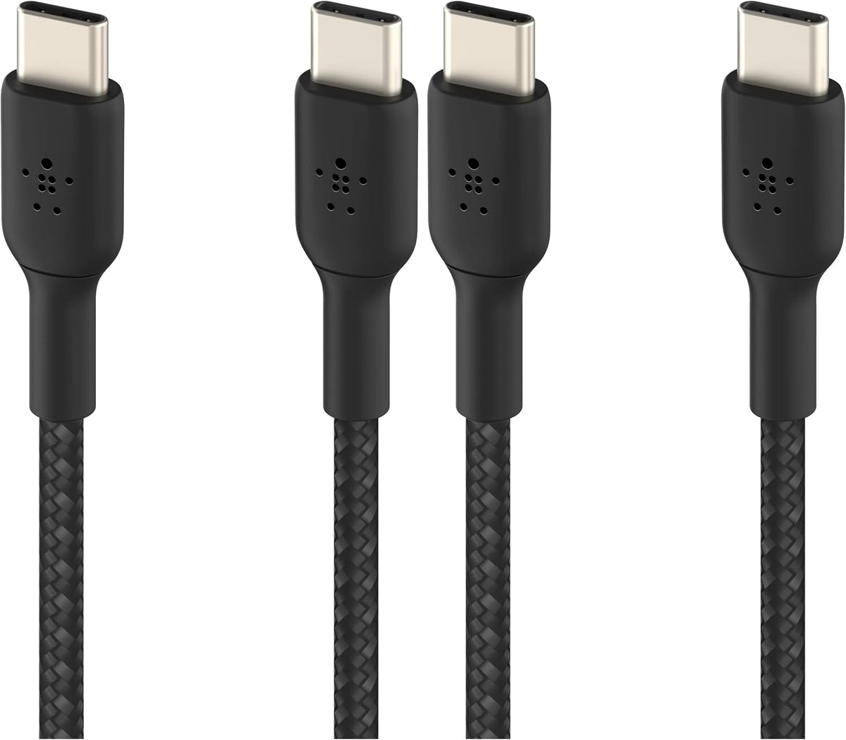Belkin Fast Charge (0.5ft) Braided USB-C to USB-C Cable for iPhone 16, iPhone 16 Pro, iPhone 16 Pro Max, iPhone 16 Plus, iPhone 15, Galaxy S24, S23, Note10, Pixel 9, Pixel 8, iPad Pro & More - Black
