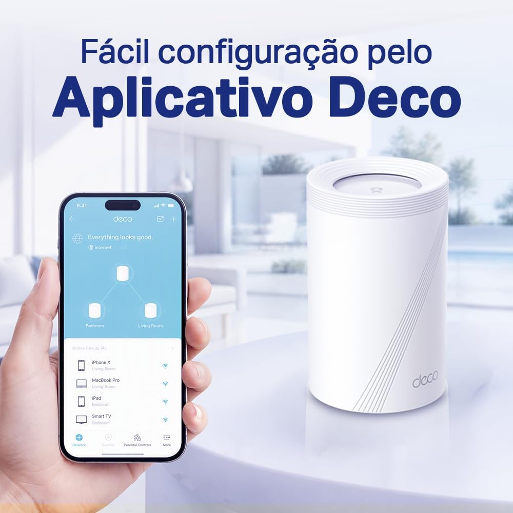 TP-Link Deco BE65(2-pack), BE9300 Mbps, 4 × 2.5 Gbps Ports, 320 MHz Channels, Works on a 6 GHz Band, Connectivity up to 200 Devices, VPN, WPA3, Tri-Band Wi-Fi 7 Mesh System