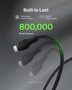 Belkin BoostCharge Pro Flex Braided USB C charger cable, USB-IF certified Power Delivery PD type C fast charging cable for iPhone 16, 15, Galaxy S24, S23, MacBook Pro, iPad, Pixel and more – 2m, black