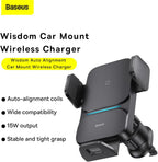 Baseus Auto Alignment 15W Max Wireless Charger Car Phone Holder Qi-Certified — 360°-Wireless-Wisdom — Black
