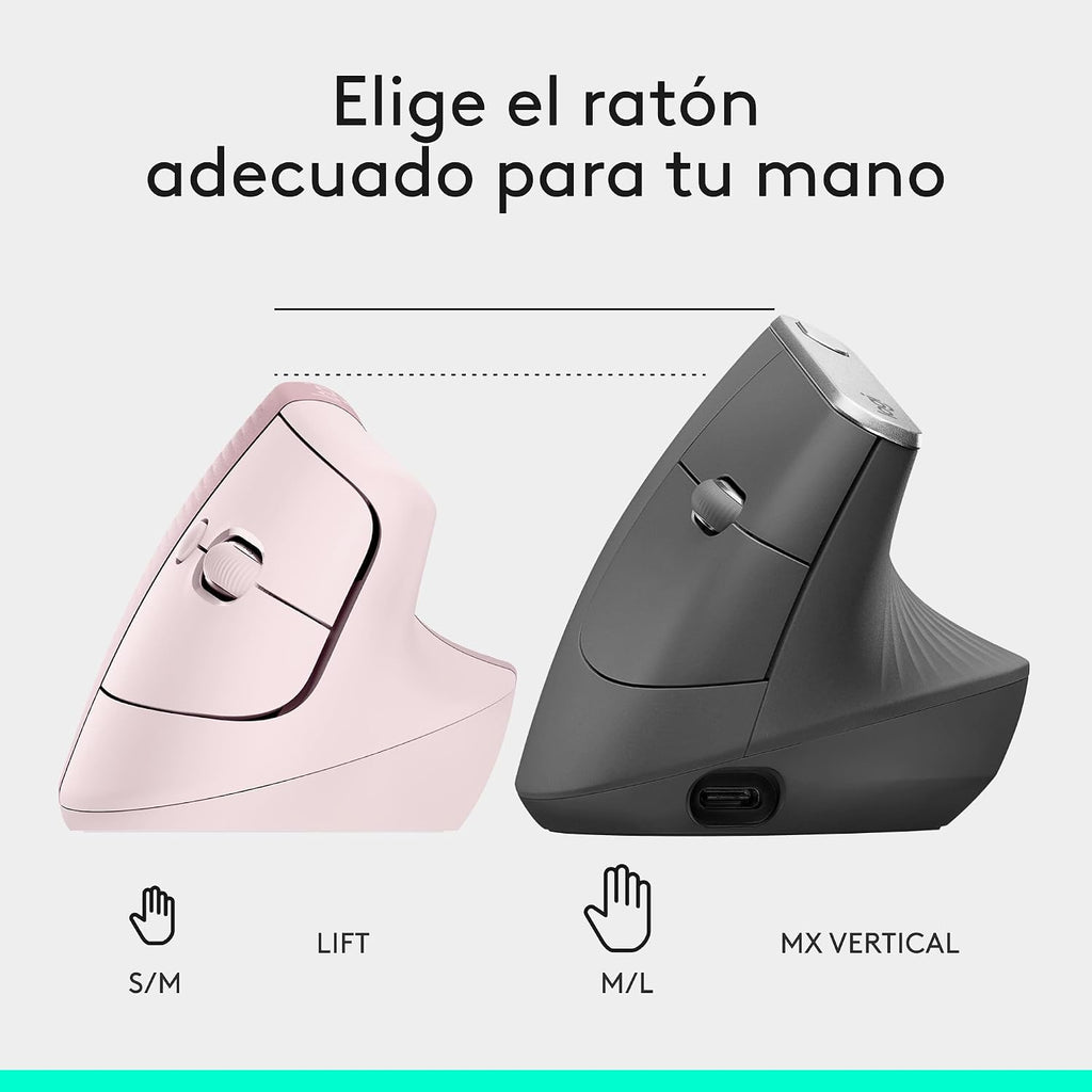 Logitech Lift Vertical Wireless Mouse — Rose