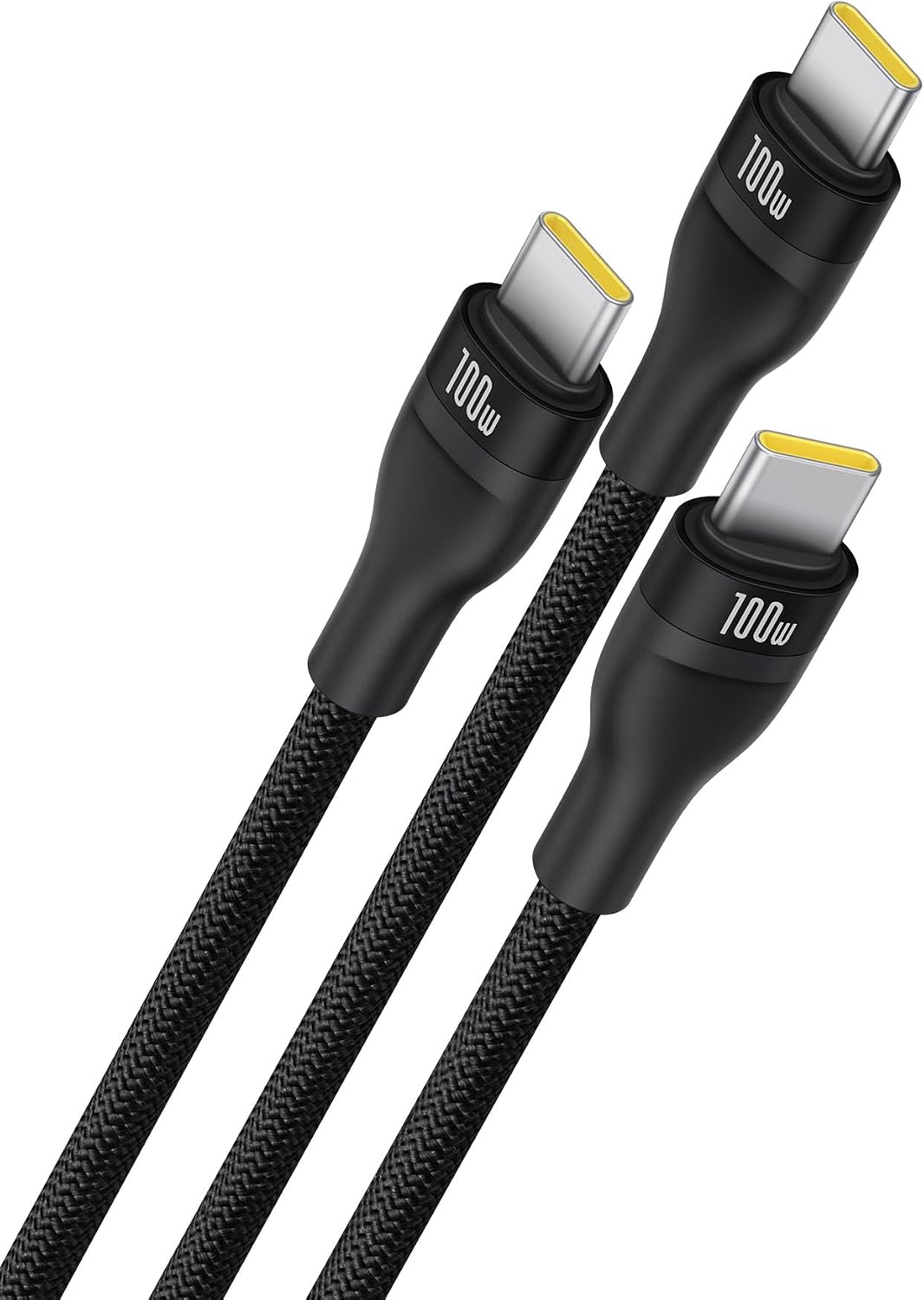 Baseus 3-in-1, 100W Multi Charging USB C to USB C Cables, 1.5M Braided fast Charging Type C charger cable — 1.5 Meters — Black