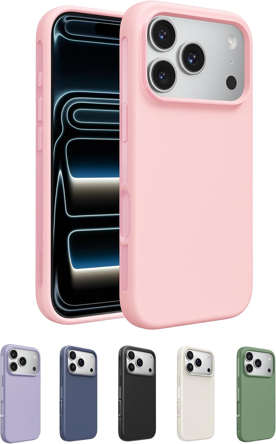 Belkin SheerForce Protect MagSafe Compatible iPhone 17 Pro Case with Slim Design & Anti-Scratch Treated Coating - Magnetic, Transparent, & Shockproof Protective iPhone Case - Pink