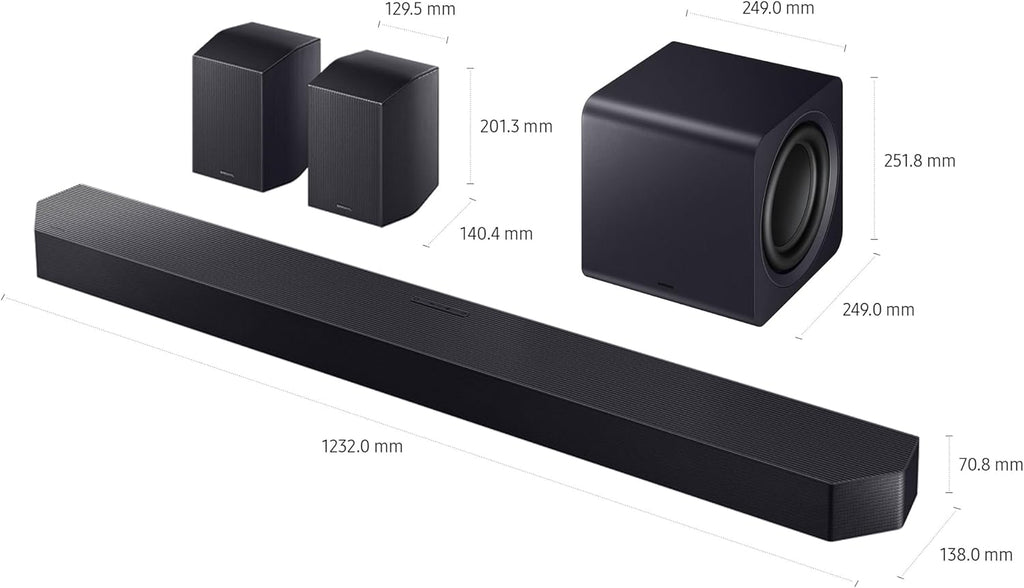 Samsung Q-series Soundbar, Q990F, 11.1.4 ch, Subwoofer & Rear Speaker, True 11.1.4ch Full Surround, Wireless Dolby Atmos, Q-Symphony, SpaceFit Sound Pro, HW-Q990F/ZN (2025 - UAE Version)