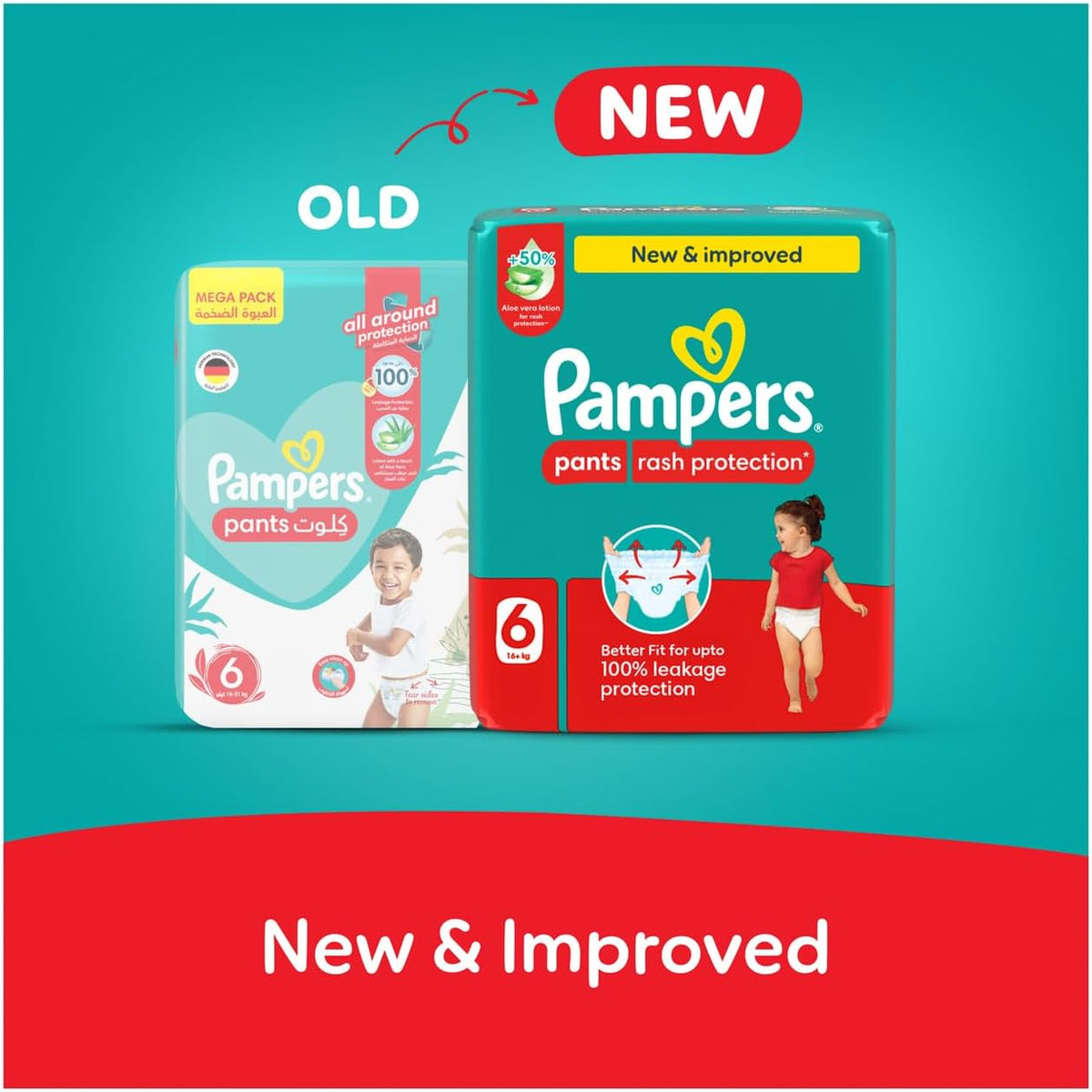 Pampers Rash Protection, Size 6, 16+ kg, Value Pack, 19 Diaper Pants
