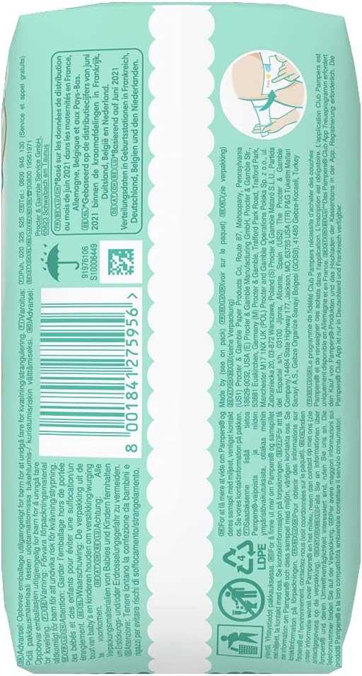 Pampers - Premium Protection Size 0, Diapers for Babies <3kg - 24 Pieces