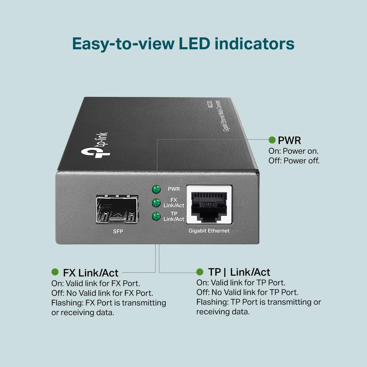 TP-Link MC220L | Gigabit SFP to RJ45 Fiber Media Converter | Fiber to Ethernet Converter | Plug and Play | Durable Metal Casing | Versatile Compatibility | Auto-Negotiation | UL Certified