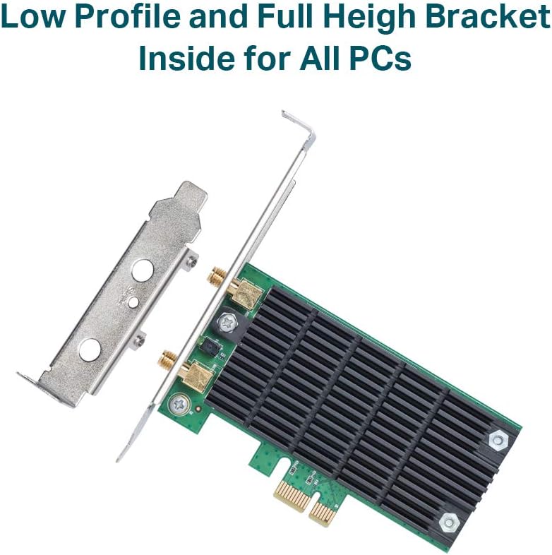 TP-Link AC1300 PCIe WiFi PCIe Card(Archer T6E)- 2.4G/5G Dual Band Wireless PCI Express Adapter, Low Profile, Long Range, Heat Sink Technology, Supports Windows 10/8.1/8/7/XP