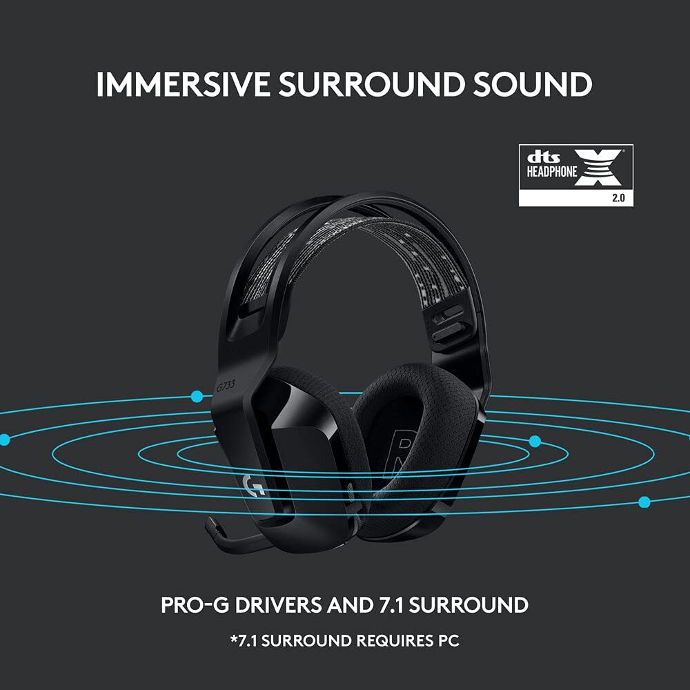 Logitech G733 Wireless Gaming Headset — Black