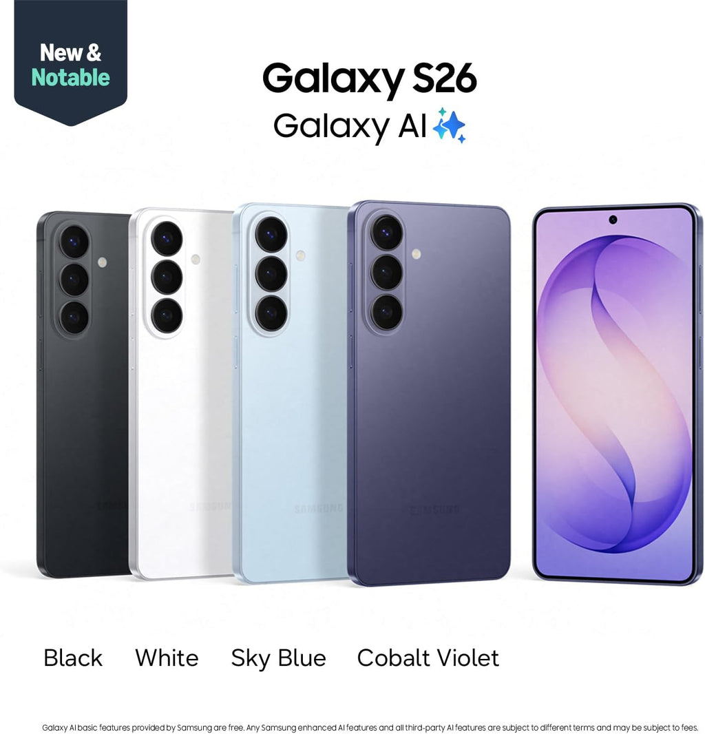 Samsung Galaxy S26, Unlocked Android Smartphone, 256GB, Powerful Processor, Galaxy AI, Immersive Viewing, Durable Battery, 2026, International Version, Cobalt Violet