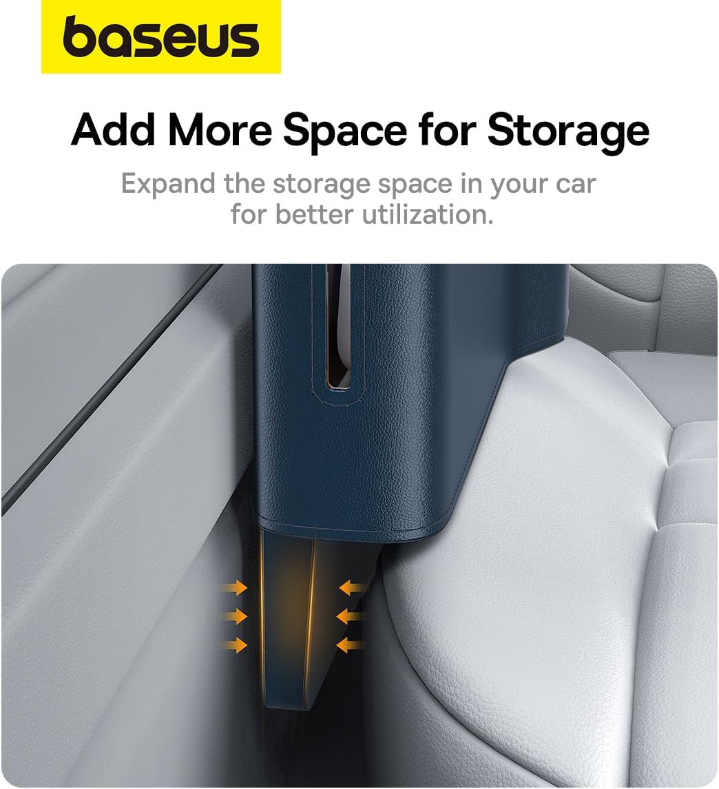 Baseus Car Seat Organizers Storage Box Console Car Organizer Side Pocket with Cup Holder for phones, Wallets, Keys, Passenger & Driver Side (Blue) — Blue