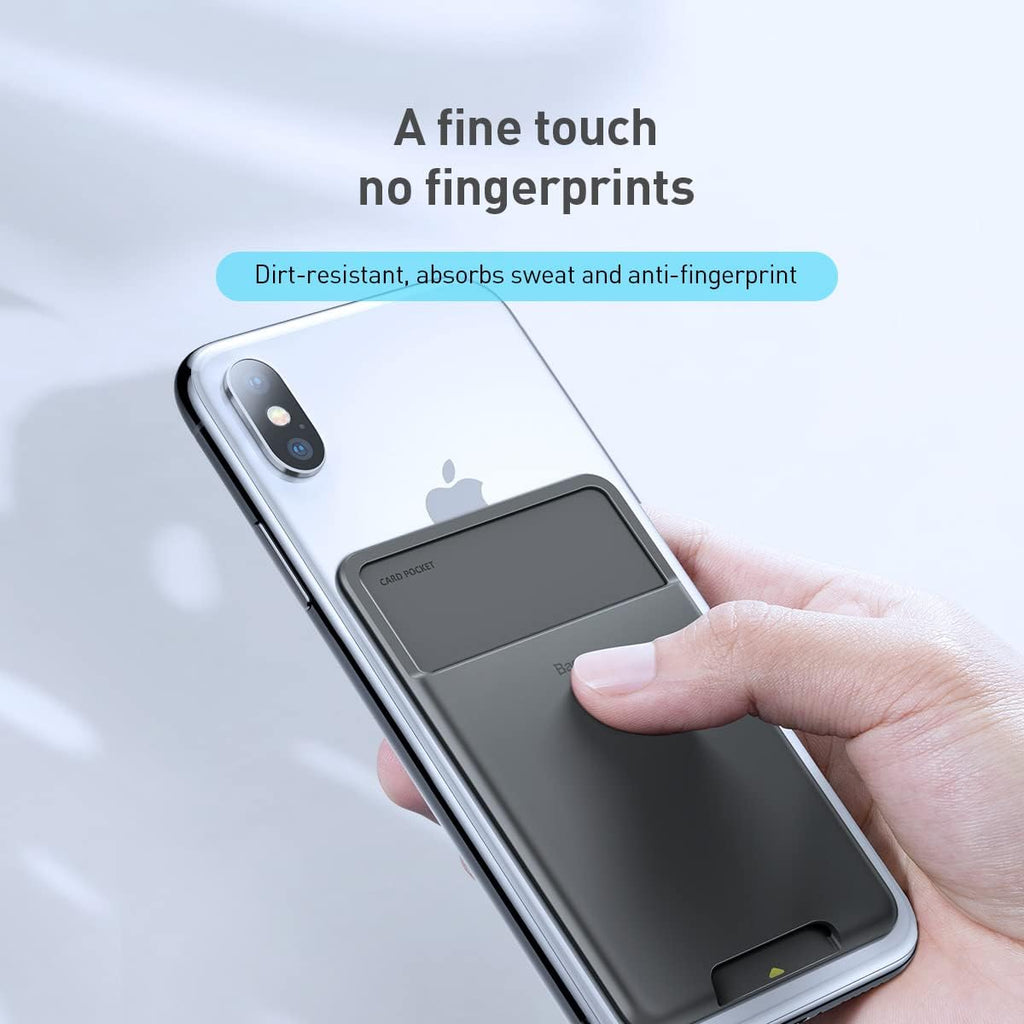 Baseus Phone Card Holder for Back of Phone, Silicone Stick Card Phone Wallet — Dark Grey