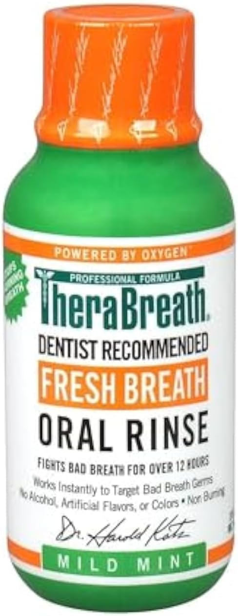 TheraBreath Fresh Breath Oral Rinse, Mild Mint, 88.7 ml — front product image