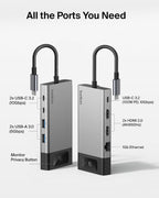 Belkin USB C Hub, 8-in-1 Multi-Port Docking Station 100W - Dual Display Support for Mac, Windows and Chromebook w/ 10Gbps Data Transfer Speeds, Ethernet, Resolutions up to 4K@60Hz