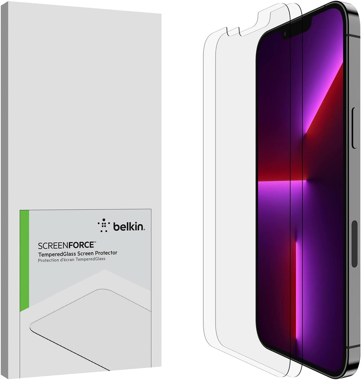 Belkin Iphone 13 Pro Max 2-Pack Screen Protector Temperedglass, Easy Application Bubble Free With Included Guide Stickers