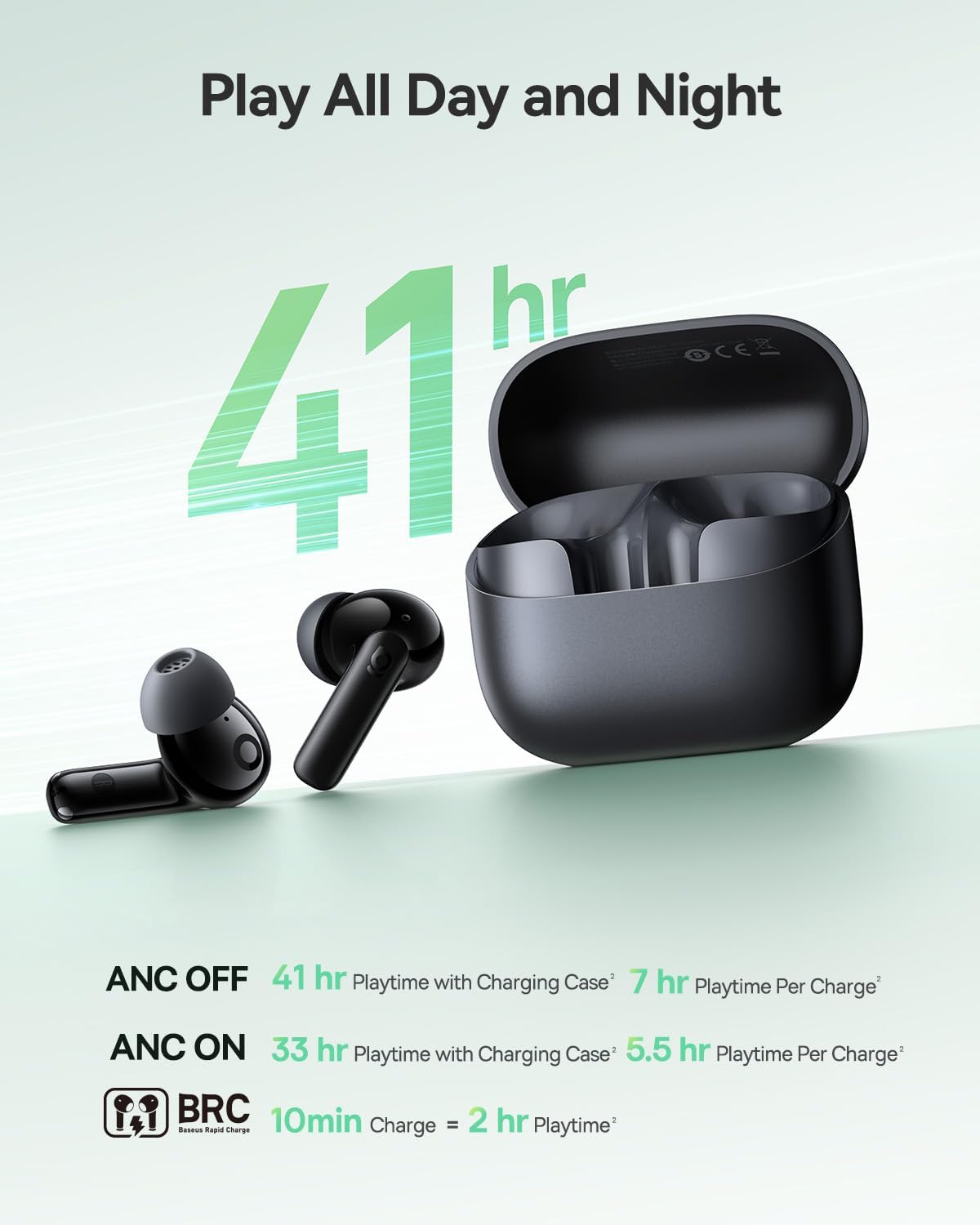 Baseus Bass BP1 NC Noise-Cancelling Earbuds — Black