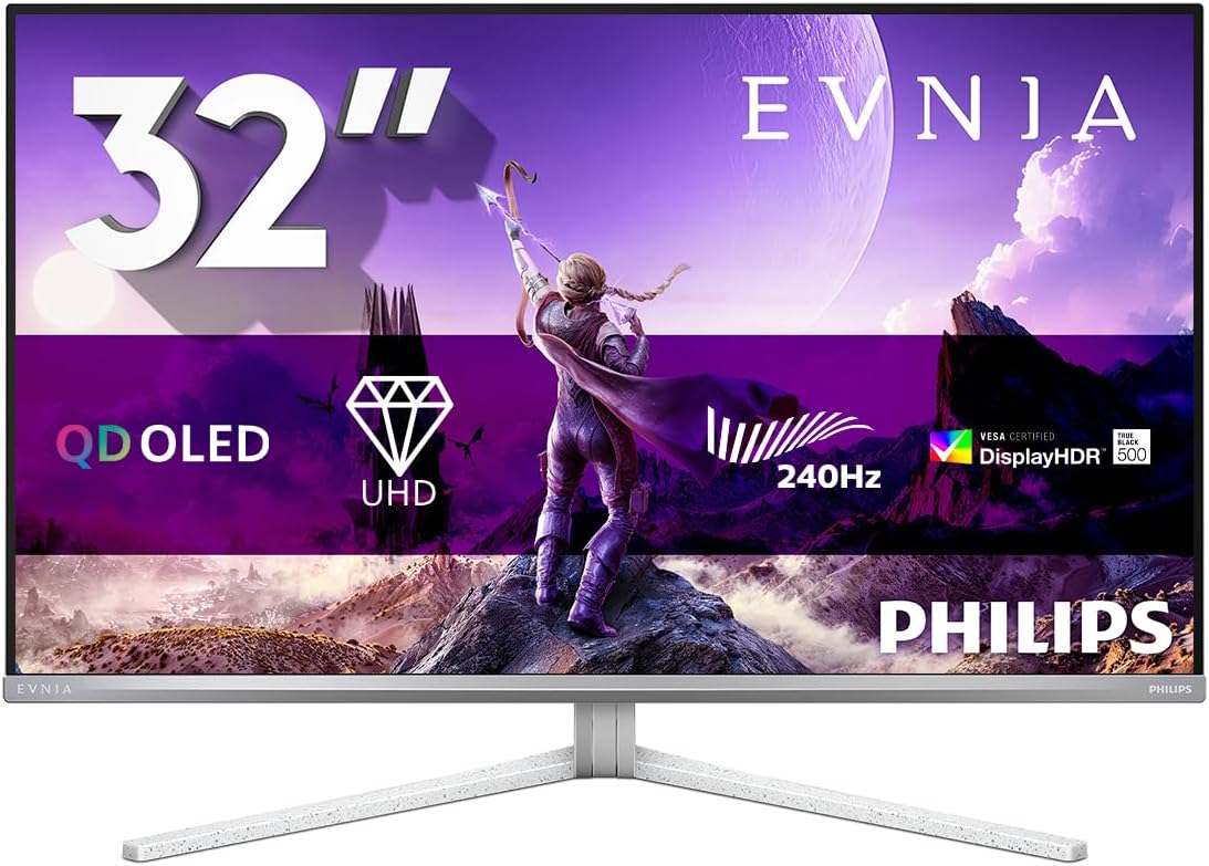 Philips Evnia 8000 32M2N8900P/00 computer monitor 80 cm (31.5") 3840 x 2160 pixels 4K Ultra HD QD-OLED White: — White