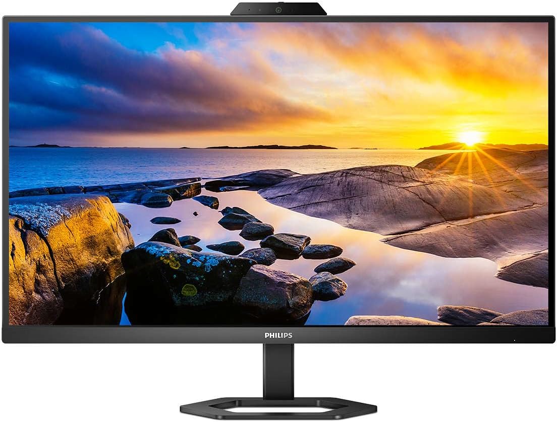 Philips 27" IPS QHD Frameless Monitor with HDMI, Display Port,USB C and USB 3.2 x 4 Built in Speaker, Built in Webcam with Mic - 27E1N5600HE — Black