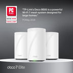 TP-Link Tri-Band WiFi 7 BE22000 Whole Home Mesh System (Deco BE85) | 12-Stream 22 Gbps | 2× 10G + 2× 2.5G Ports Wired Backhaul, 8× High-Gain Antennas | VPN, AI-Roaming, 4×4 MU-MIMO, HomeShield(3-Pack)