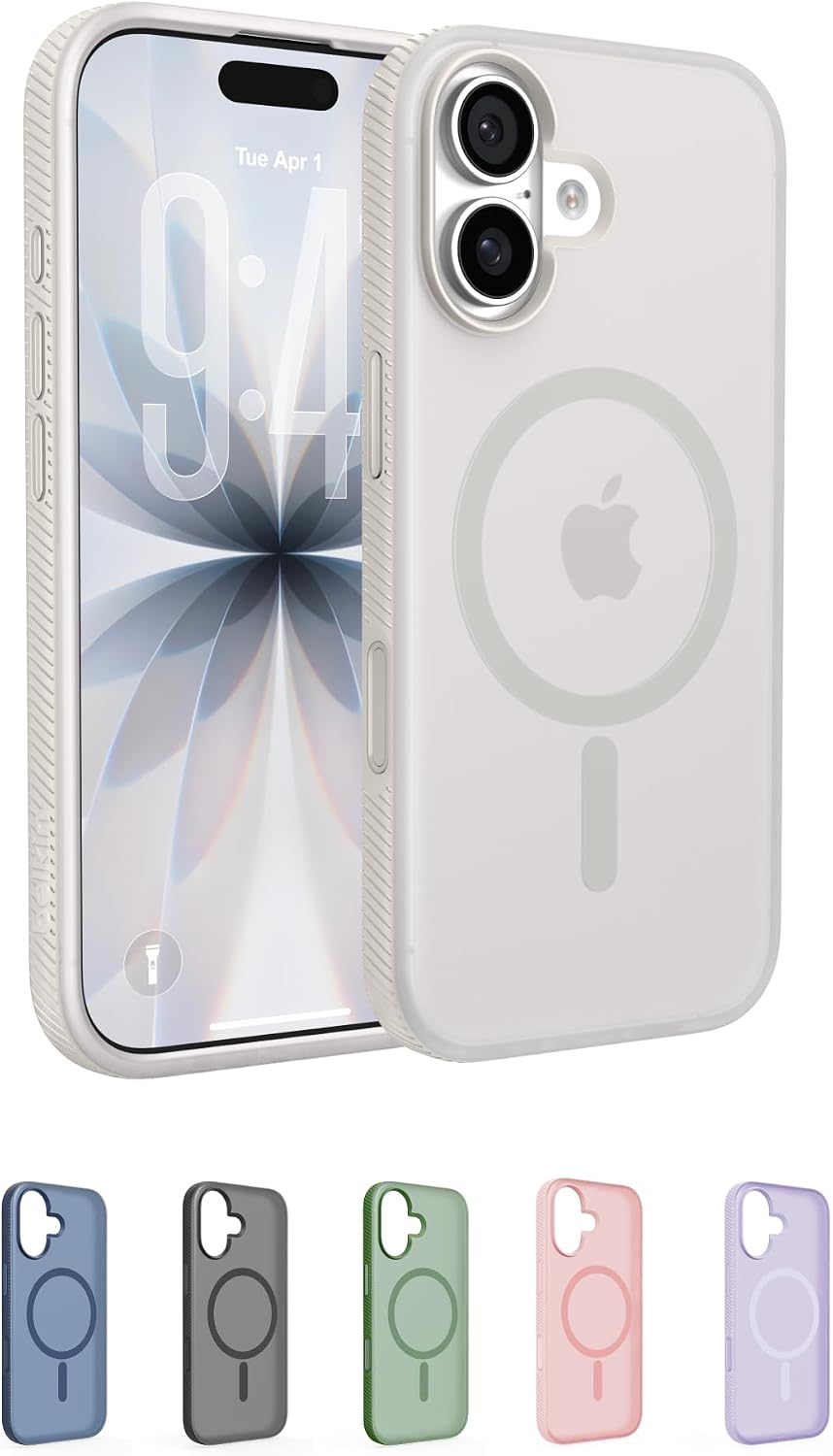 Belkin SheerForce Grip MagSafe Compatible iPhone 17 Case with Slim Design & Anti-Slip Side Lines - Magnetic, Transparent, & Shockproof Protective iPhone Case - Sand