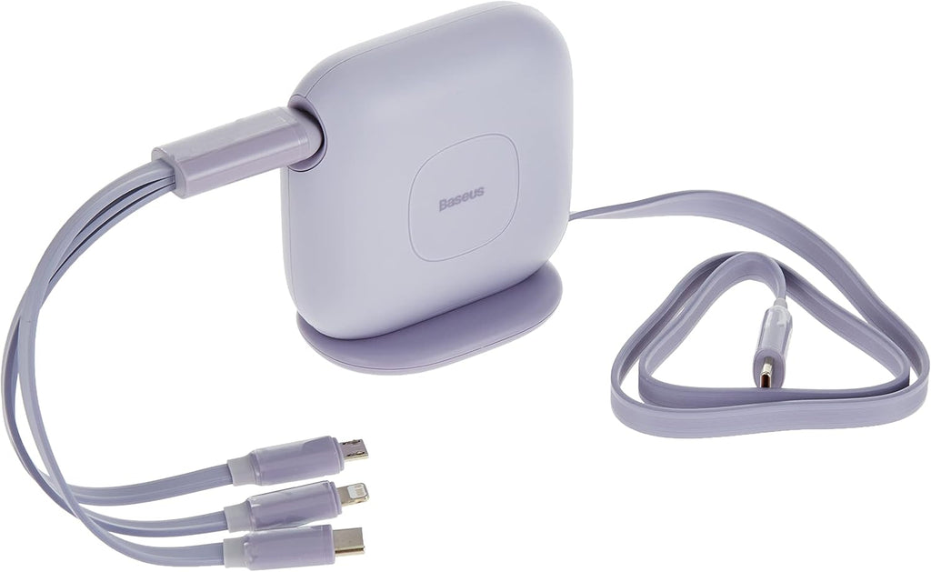 Baseus 100W 3-In-1 Type C to Lightning, USB C and Micro Charging Cable, 1.7 Meter Length, Purple — 1.7m — Purple