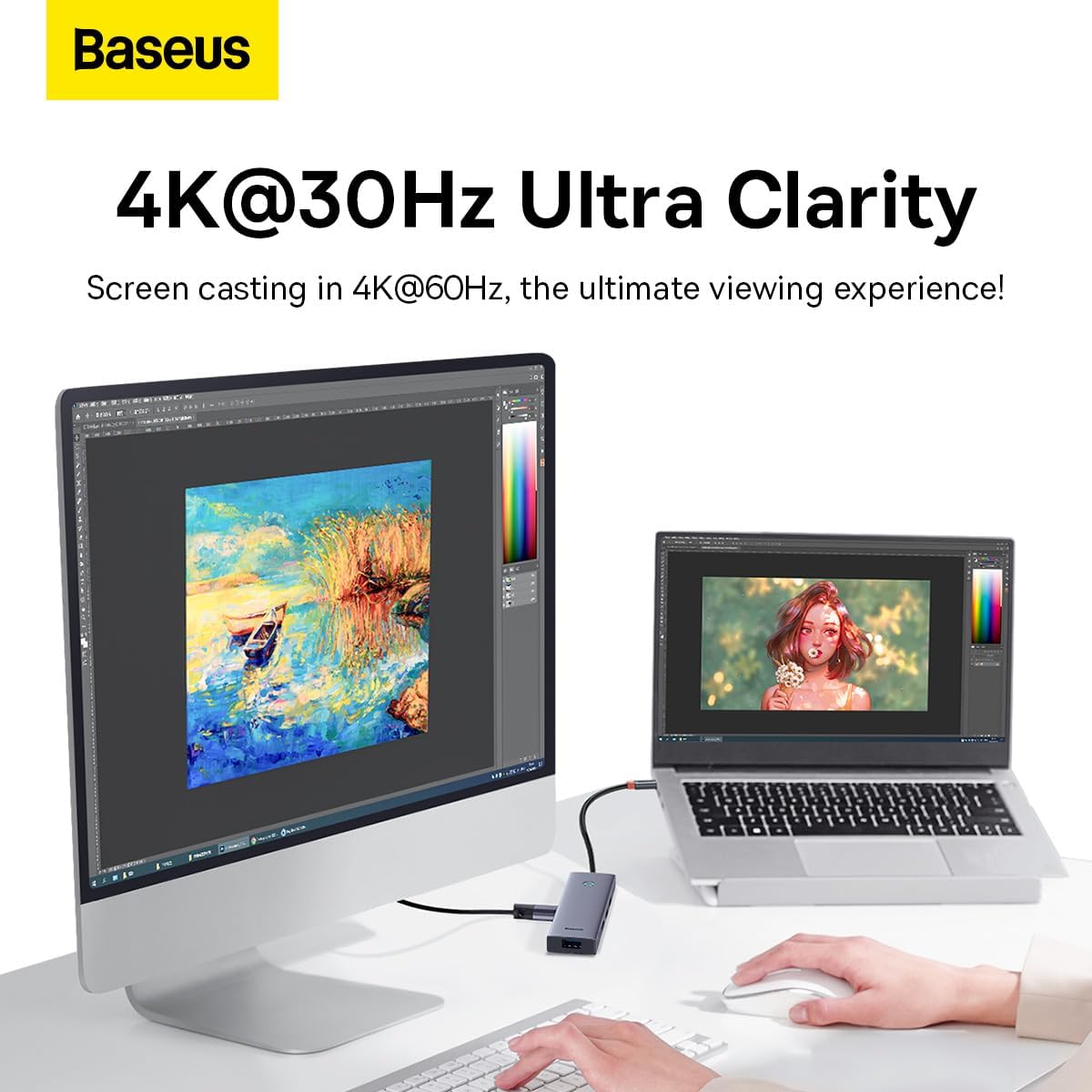 Baseus UltraJoy USB-C Hub 5-in-1 — HDMI 4K 30Hz and 4 USB 3.0 Ports — Space Grey
