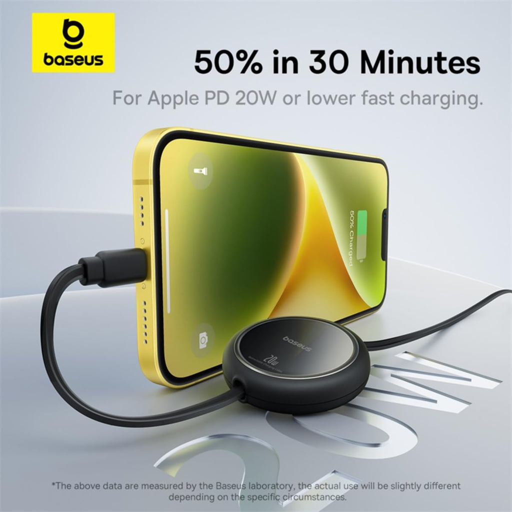Baseus Free2Pull Retractable USB-C to Lightning Cable 20W — 1m — Black