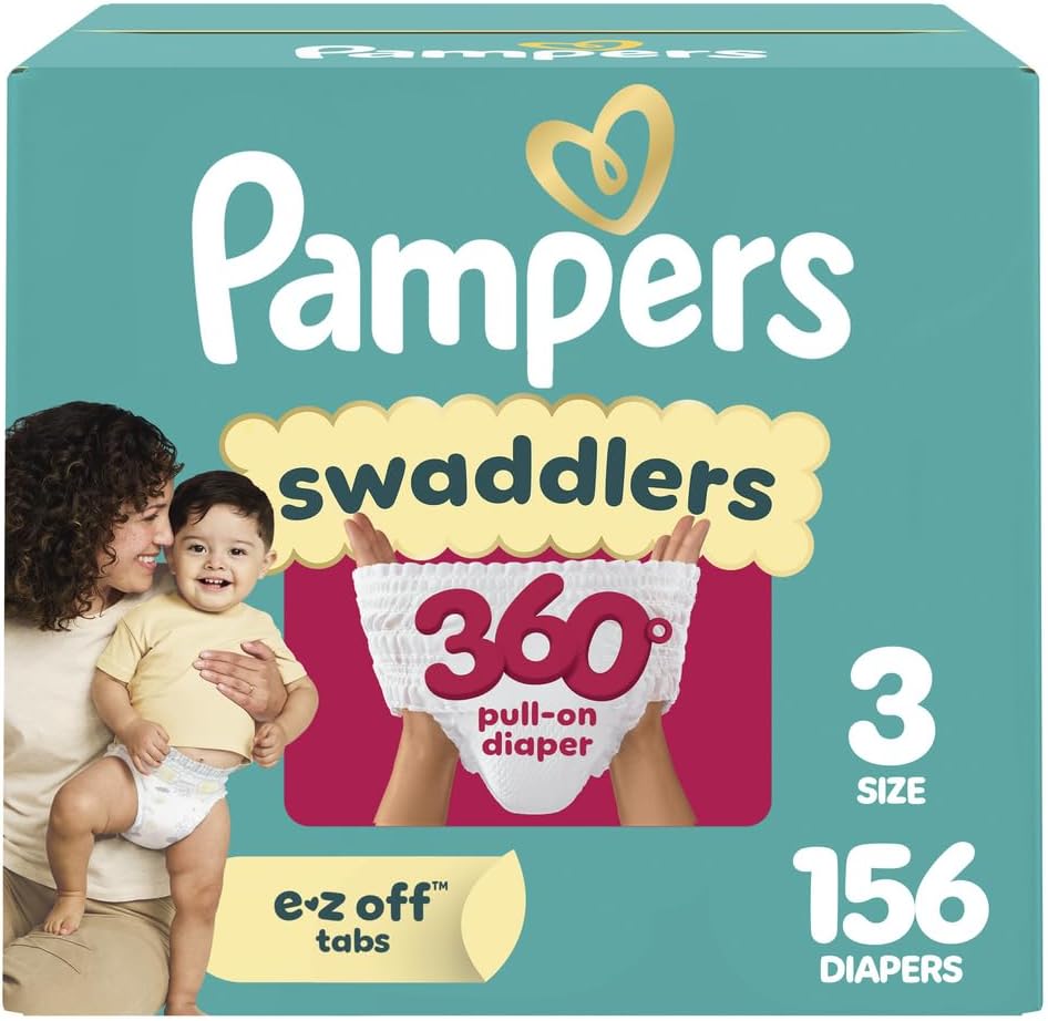 Pampers Swaddlers 360 Diapers Size 3, One Month Supply (156 Count)