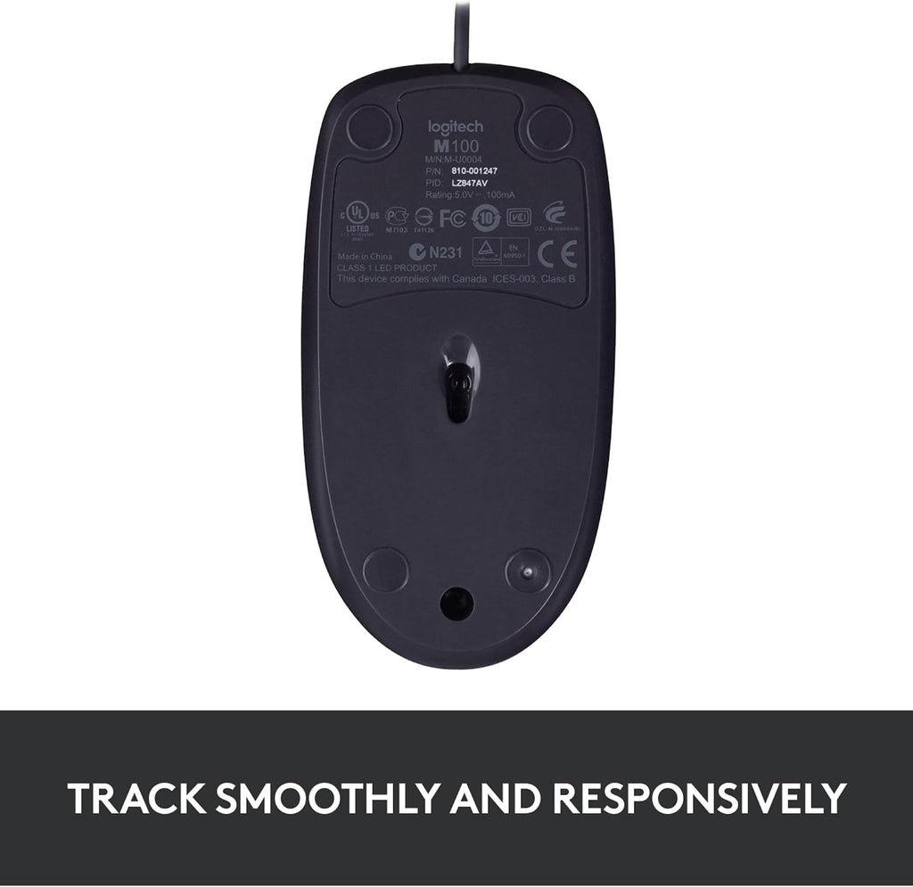 Logitech B100 Wired Mouse — Black