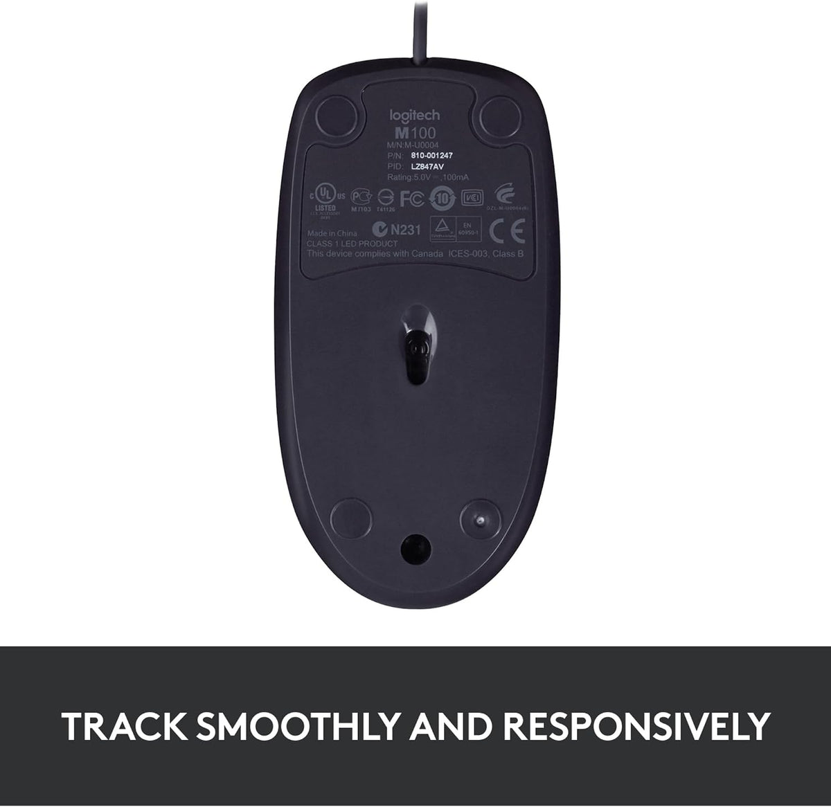 Logitech B100 Wired Mouse — Black