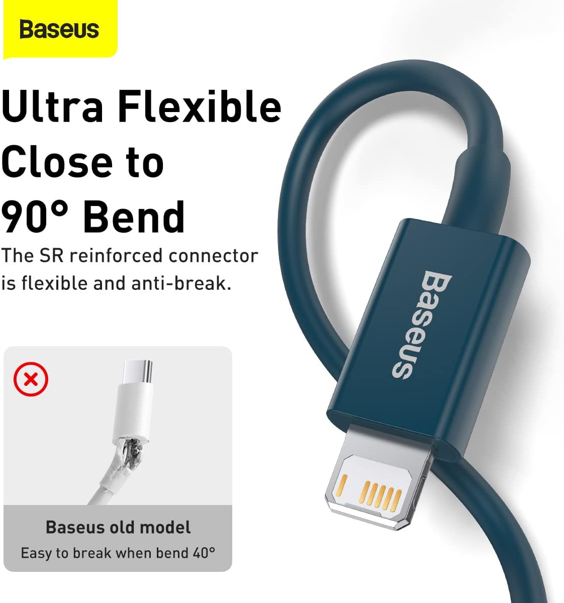 Baseus Superior Series PD 2.4A USB to Lightning Fast Charging Cable, High-Speed 480Mbps Data Transfer Cable — 2M — Blue