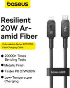 Baseus Unbreakable USB-C to Lightning Cable 20W — 1m — Black