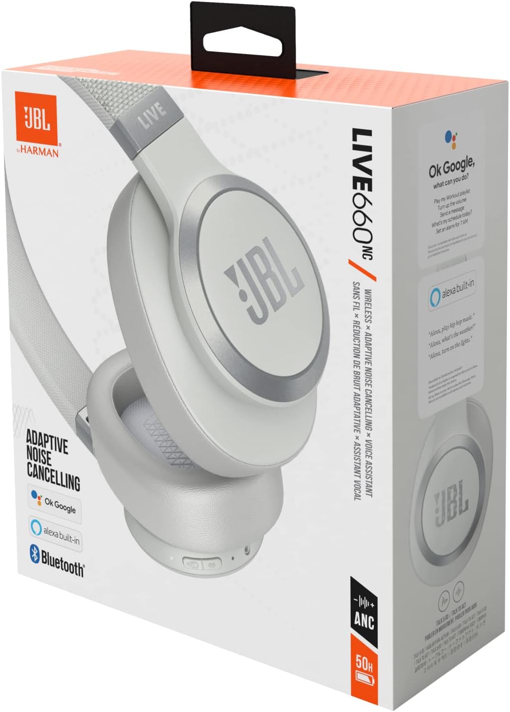 JBL Live 660NC Wireless Noise Cancelling Headphones — White