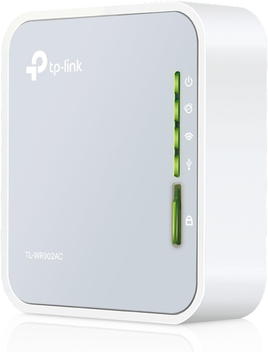 TP-Link AC750 Dual Band Wi-Fi Travel Router (Support Router Mode/Hotspot/Range Extender Mode/Client Mode/Access Point Mode, 1 USB 2.0 Port/1 Micro USB Port, 1 WPS Button, UK Plug (TL-WR902AC))