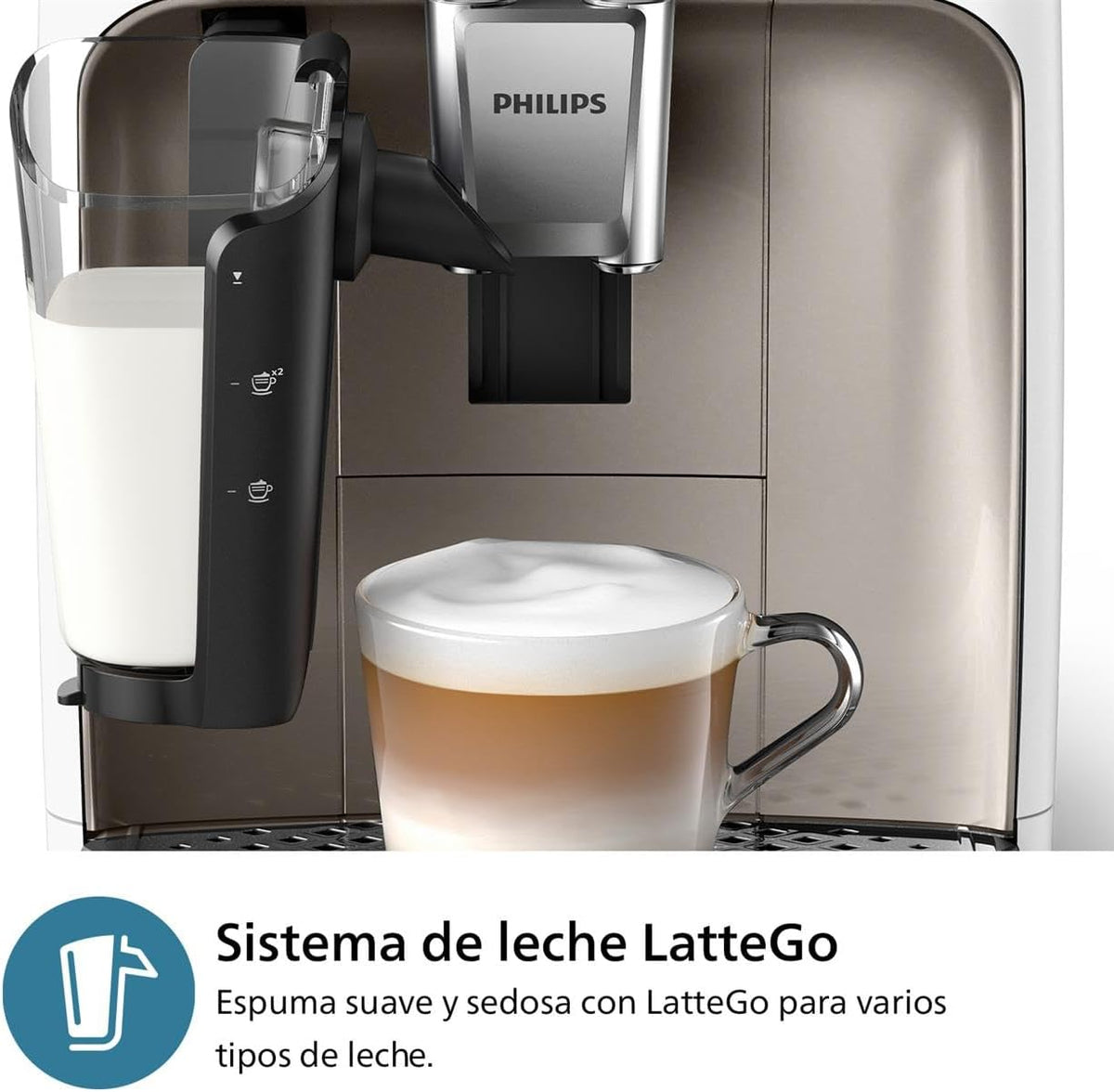 Philips 2300-Series Fully Automatic Espresso Machine - 4 Drinks, Modern Color Touch Screen, LatteGo Milking System, SilentBrew, Ceramic Mill, AquaClean Filter. White Chrome (EP2333/40) — White & Chrome