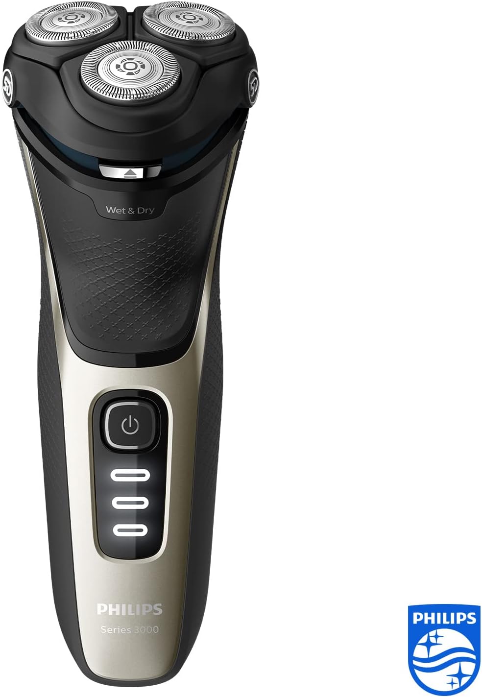 Philips Shaver Series 3000 - Electric Wet and Dry Shaver for Men with Fold-Out Trimmer and Travel Bag (Model S3230/52) — Ash Gold
