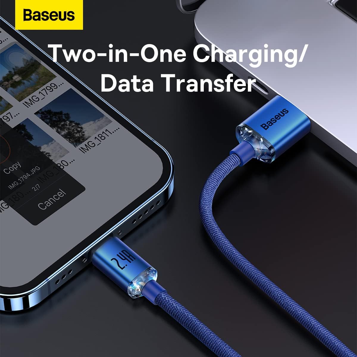 Baseus Crystal Shine USB-A to Lightning Cable 2.4A — 1.2m — Blue