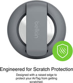 Belkin AirTag Case with Clip, Secure Holder Protective Cover Key Chain, Key Ring for Air Tag with Scratch Resistance Accessory – Dark Grey
