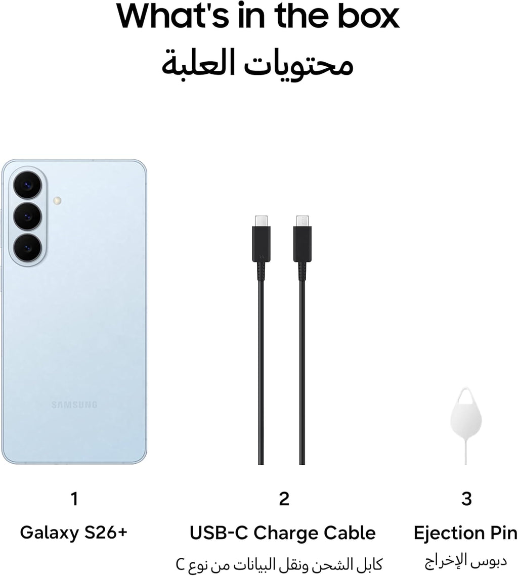 Samsung Galaxy S26+ Sky Blue, 256GB Storage, AI Phone, 12GB RAM, Customized AP, Photo Assist, 50MP Camera, 4900mAh Battery (UAE Version)