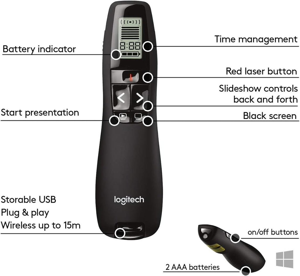 Logitech R800 Presentation Remote — Black