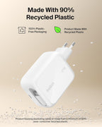 Belkin USB-C Charger Plug 67W with 3.3ft Retractable USB C Cable & Type C Port - GaN iPhone Charger, Fast Charging for iPhone 17 & 16 Series, Galaxy S26 Series, AirPods, Tablet, MacBook, Chromebook