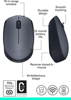 Logitech M170 Wireless Mouse — Black