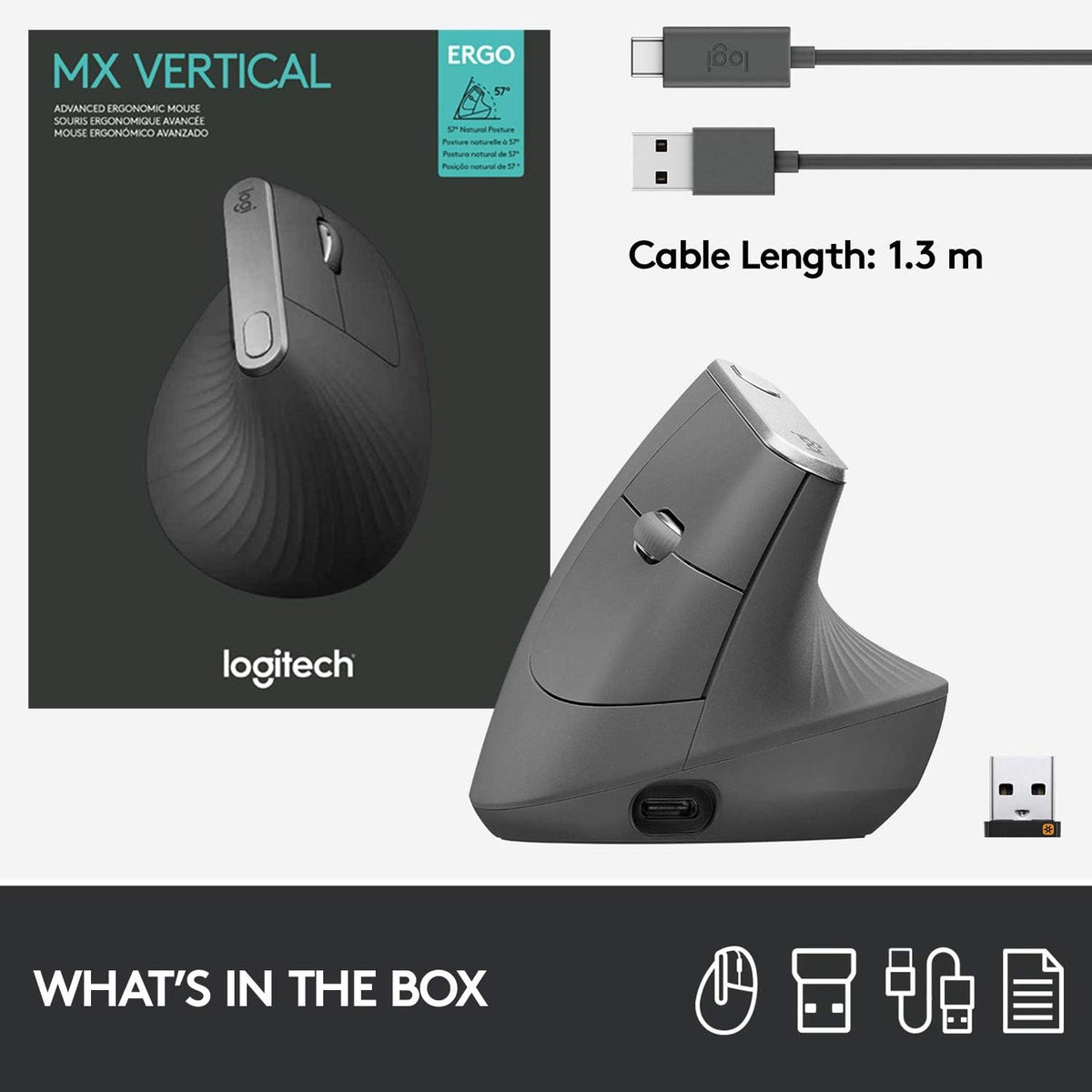 Logitech MX Vertical Wireless Mouse — Graphite