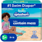 Pampers Splashers Swim Diapers - Size L, 17 Count, Gap-Free Disposable Baby Swim Pants