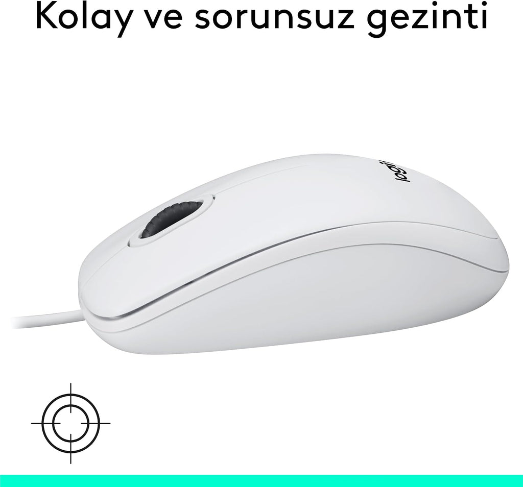 Logitech M100 Wired Mouse — White