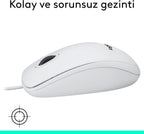 Logitech M100 Wired Mouse — White