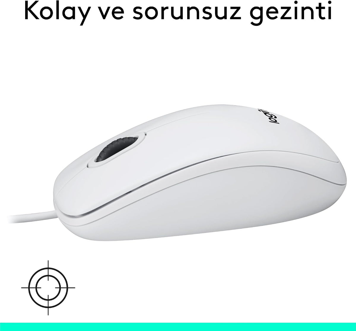Logitech M100 Wired Mouse — White