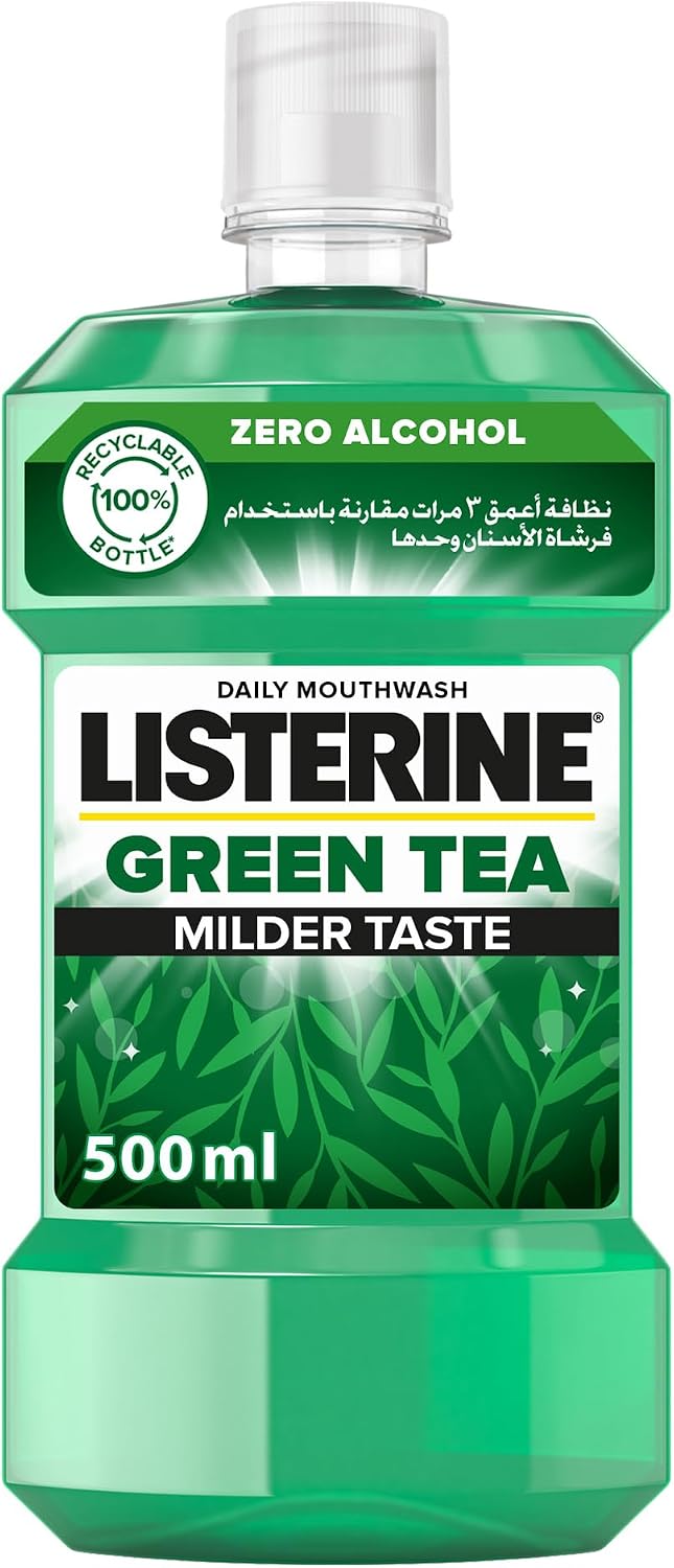 Listerine Green Tea Alcohol-Free Mouthwash, 500 ml — front product image