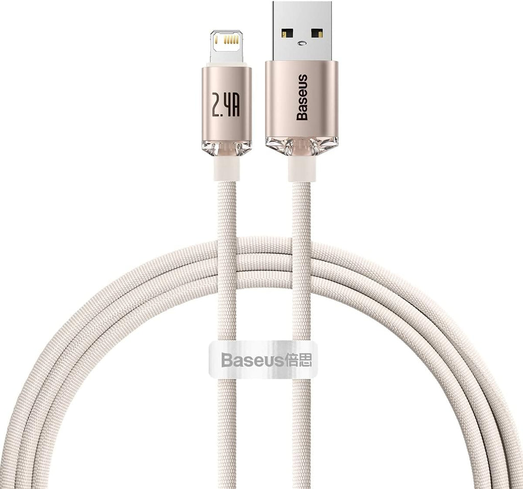 Baseus Crystal Shine USB-A to Lightning Cable 2.4A — 1.2m — Pink
