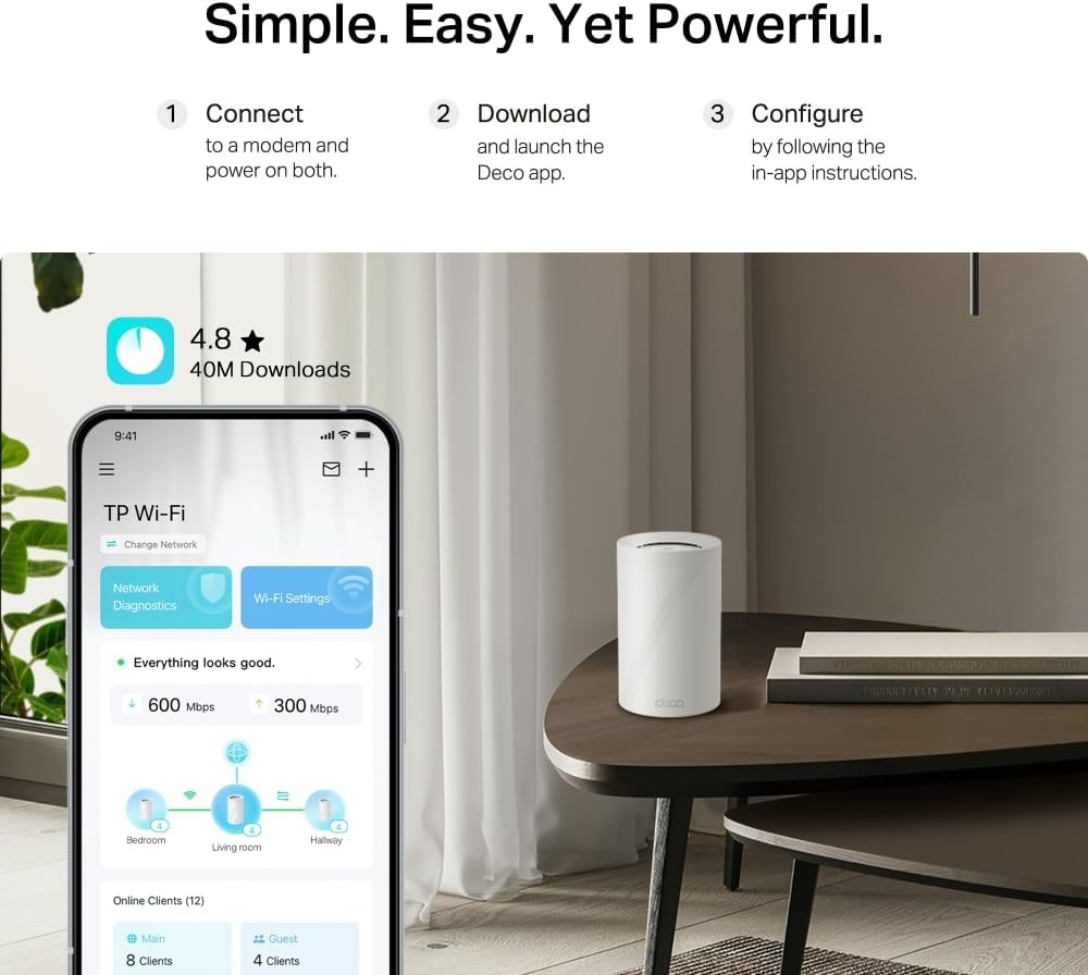 TP-Link BE14000 Tri-Band Whole Home Mesh WiFi 7 System|8-Stream 14 Gbps Tri-Band WiFi|Wireless and Wired Combined Backhaul|Multi-Link Operation|TP-Link HomeShield - Deco BE68(1Pack)